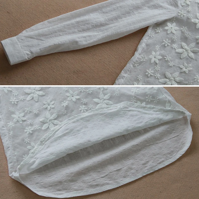 2018 Autumn Women Tops Embroidery Elegant Shirt Blusas Female Crochet Asym V Neck Blouse Loose Plus Size S-5XL Lace Long Sleeve Blouses