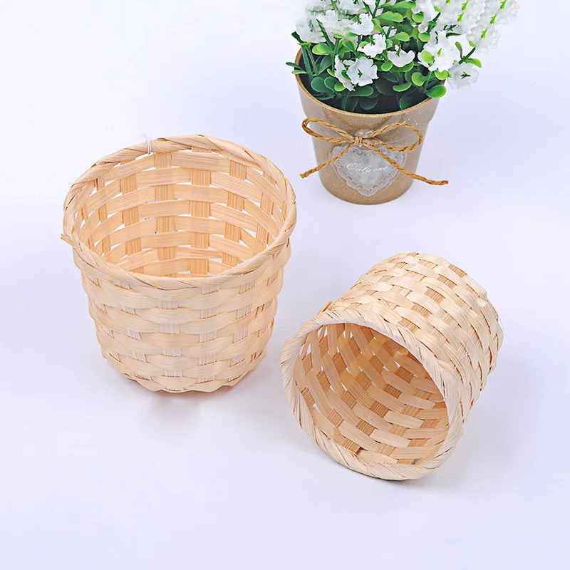 

1PC Handmade Sundries Organizer Rattan Plant Basket Wicker Box Nursery Pots Sea Grass Storage Basket Straw Garden Flower Pot