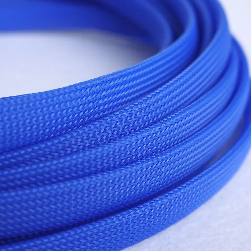 

1 Meters High quality Blue 12mm Braided PET Expandable Sleeving High Density Sheathing Plaited Cable Sleeves DIY