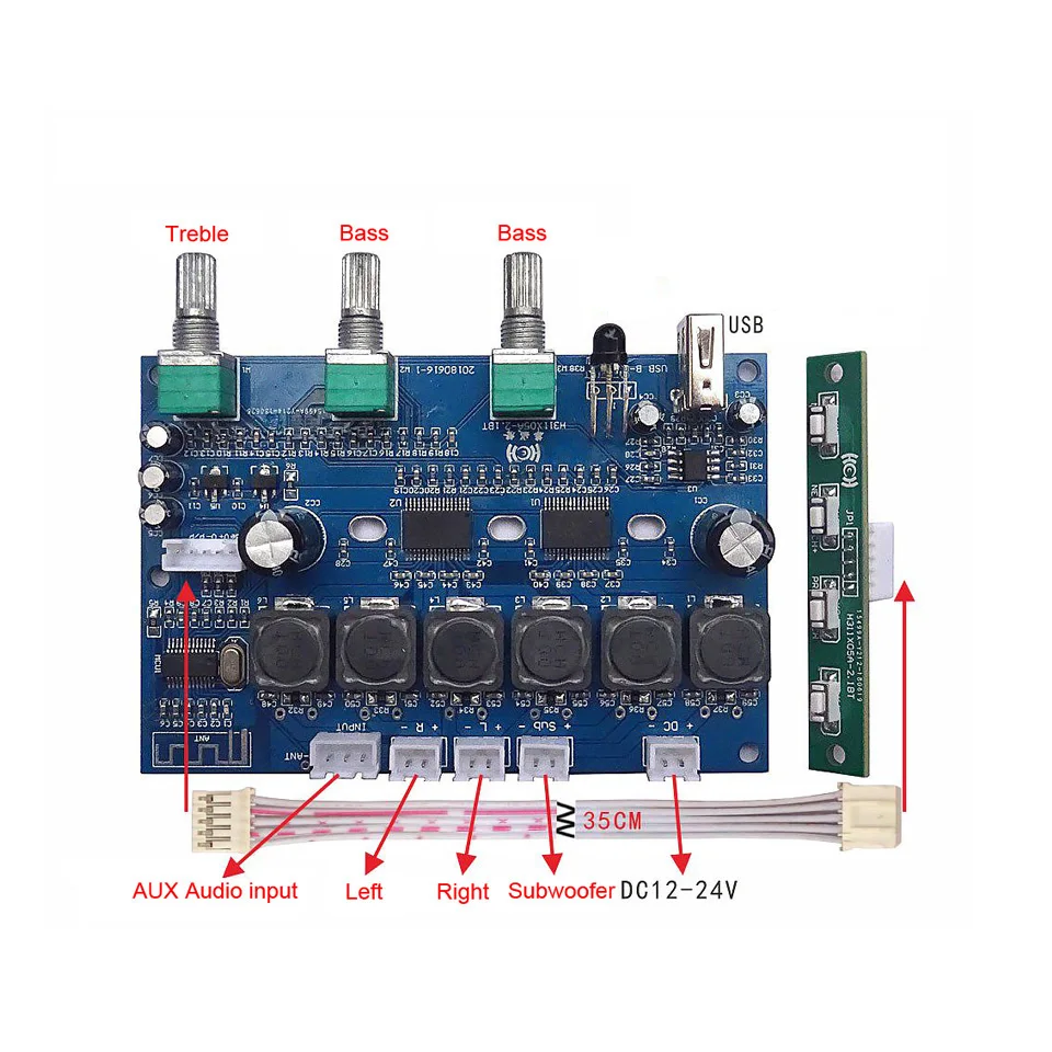 Lusya TPA3118 Bluetooth 4,2 сабвуфер усилитель HIFI 2,1 канал 2*30 Вт+ 60 Вт аудио усилитель плата с пультом дистанционного управления B6-001