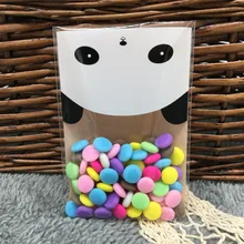 50 pcs Panda Auto Adesivo de Natal Presente Dos Desenhos Animados de Plástico Do Bolinho Pastelaria Biscoito Saco de Doces sacos de plastico doces natal