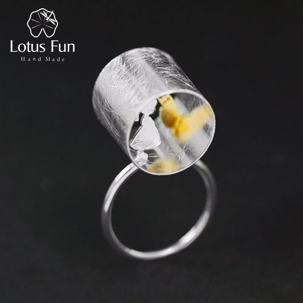 Lotus весело Настоящее стерлингового серебра 925 природных творческий ручной