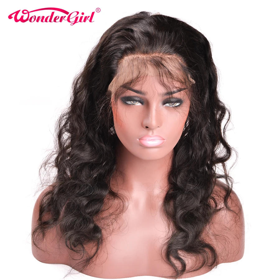 Wonder girl Arrancó Pre Brasileño Onda Del Cuerpo 360 Paquetes de Pelo Remy Frontal Del Cordón de Cierre Con El Pelo Del Bebé