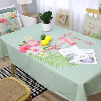 

Flamingo Printed Tablecloth Cotton Linen Tablecloth Fabric Rectangular Rectangular Cloth Coffee Table Cloth 5