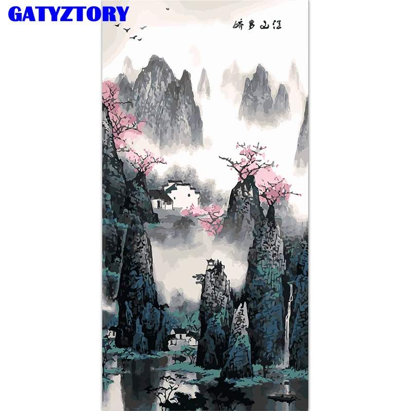 

GATYZTORY Frame Large Size Green Trees DIY Painting By Numbers Kits Modern Wall Art Picture Handpainted For Living Room Decors