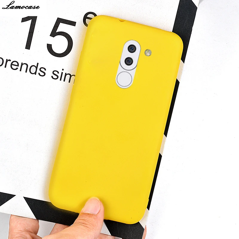 Мягкий силиконовый Простой Желтый чехол для Huawei Honor 5X 6X 7X 8X 9 Lite 9i 2018 Note 10 V9 V10 7A Pro Play