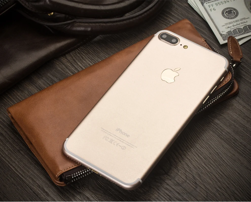 QIALINO Genuine Leather Wallet Cover for Apple for iPhone 8 Pure Handmade Pouch with Card Slot Case for iPhone 8 Plus 5.5 inch iphone 8 plus leather case