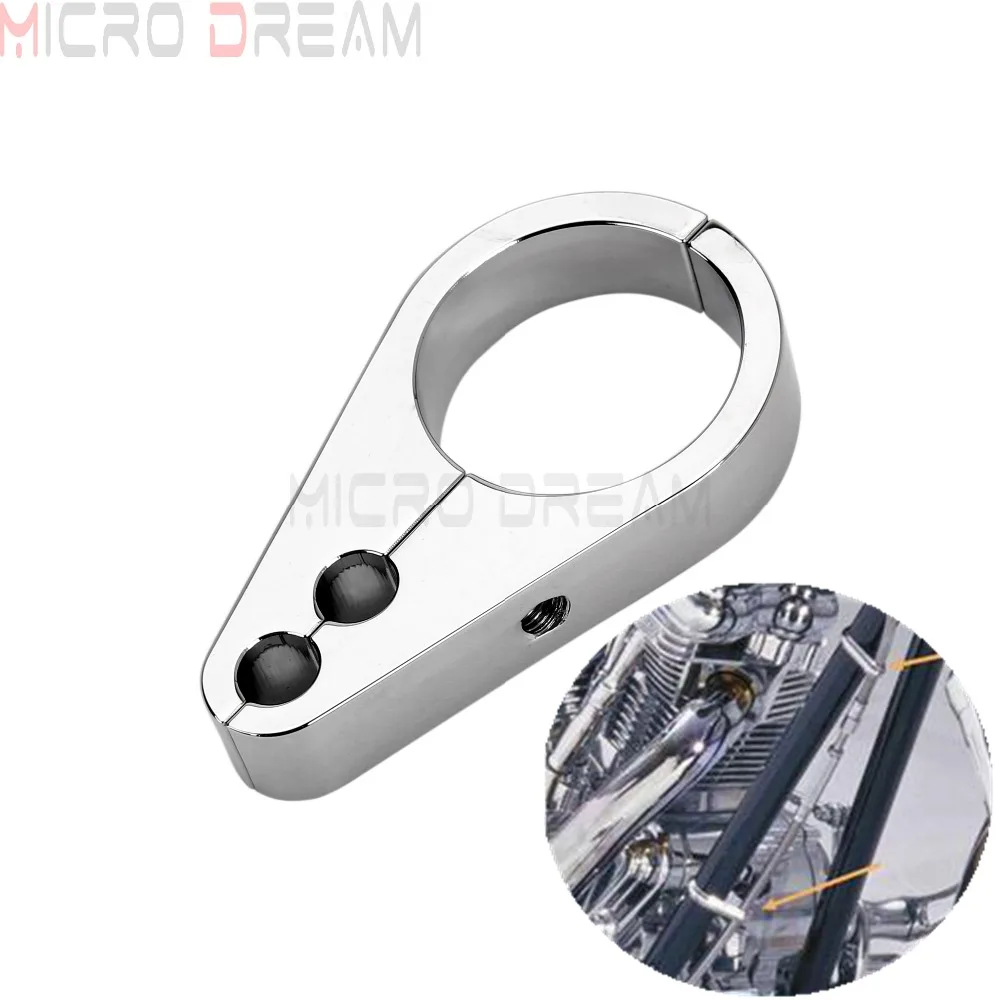 

32mm Chrome Motorcycle Brake Clutch Throttle Cables Wire Clamp Clip 1-1/4" Universal For Harley Dyna Softail Touring Cafe Racer