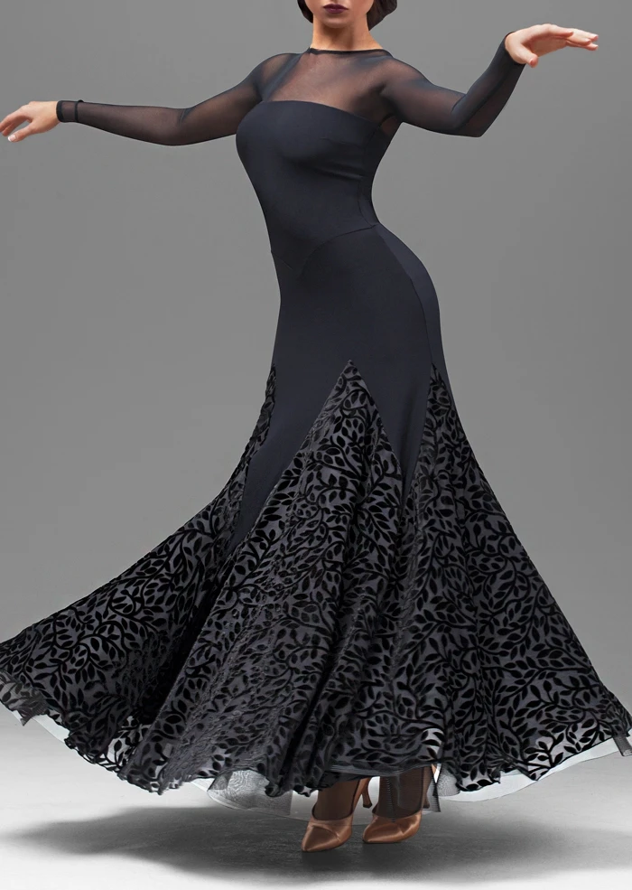 Customize big swing black flamenco skirts ballroom dance skirts women's ballroom tango waltz skirt standard dance dresses