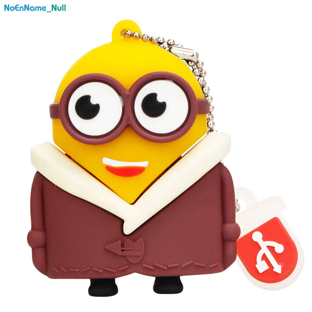 cartoon big eye usb flash drive 128gb 4GB 8GB pendrive 16GB pen drive 32GB 64GB little yellow minions USB 2.0 cute Free Shipping