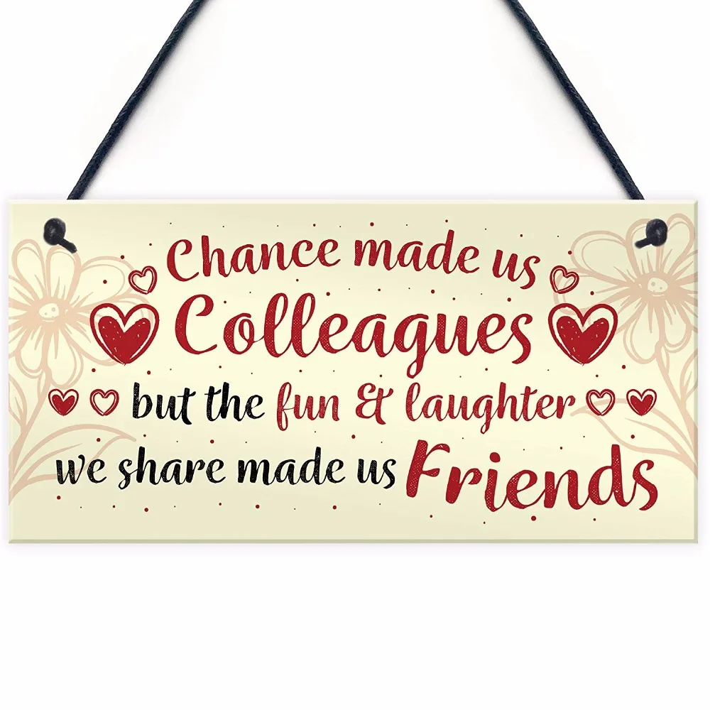 

Meijiafei Chance Made Us Colleagues Hanging Work Friend Plaque Thank You Leaving Job Retirement Gift 10" x 5"