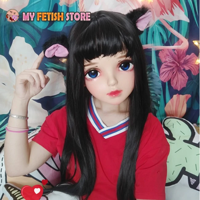 (Miao-10) женский сладкий девушка смолы половина головы Kigurumi BJD маска косплэй японского аниме роль маска Лолиты Crossdress кукла маска