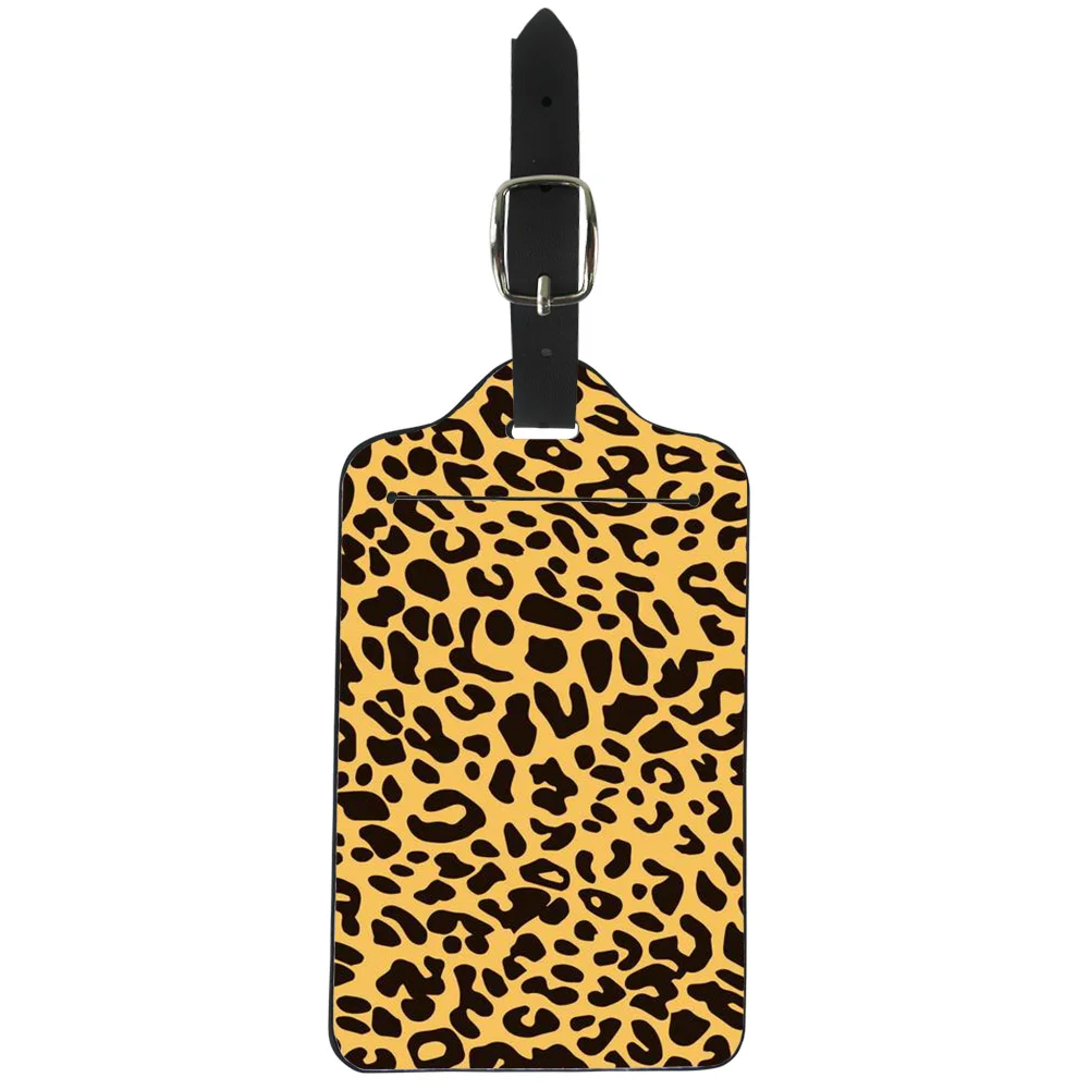 ELVISWORD Leopard Кожа Pu Funky путешествия Чемодан этикетки ремни чемодан имя ID адрес теги Чемодан теги путешествовать аксессуары