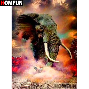 

HOMFUN DIY 5D Diamond Painting "Animal elephant" Full Diamond Embroidery Sale Picture Of Rhinestones For Festival Gifts A19202
