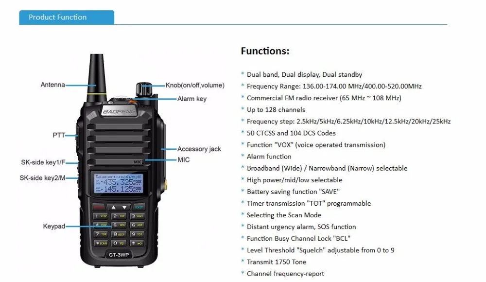 2xBaofeng GT-3WP IP67 V/U водонепроницаемый двухдиапазонный Ham двухсторонняя рация с usb-кабелем для программирования и проводом для автомобильного зарядного устройства