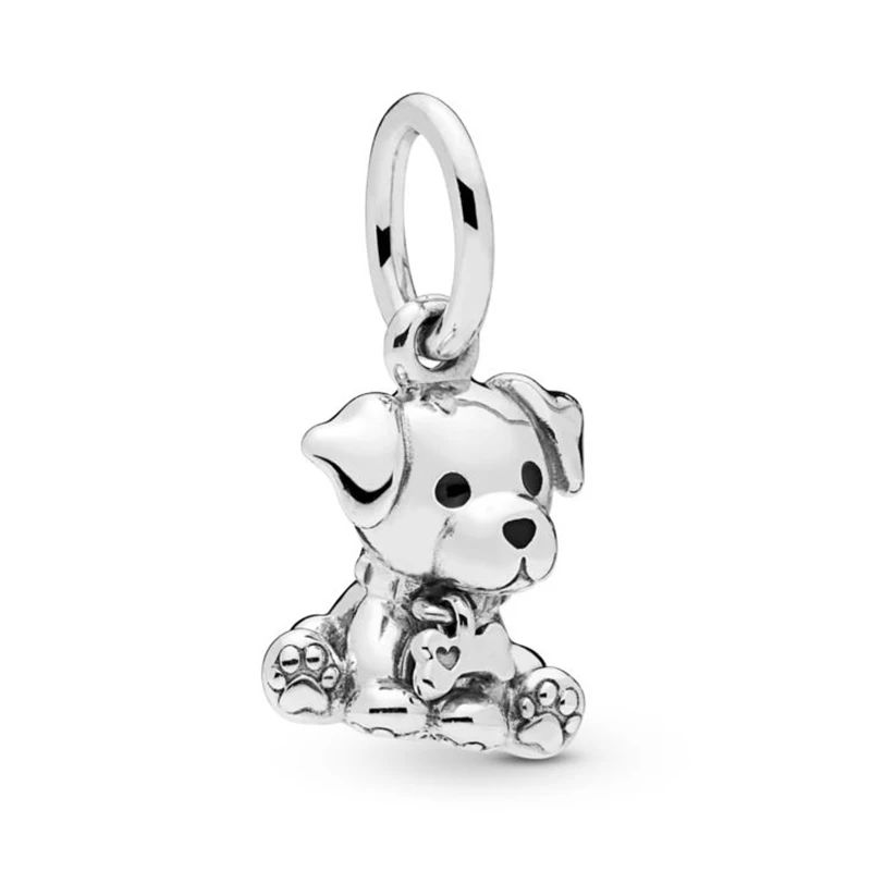 

2019 NEW 100% 925 Sterling Silver Labrador Puppy Dangle Charm Pendant Fit European Lady DIY Bracelet Fashion Girl Jewelry Gift