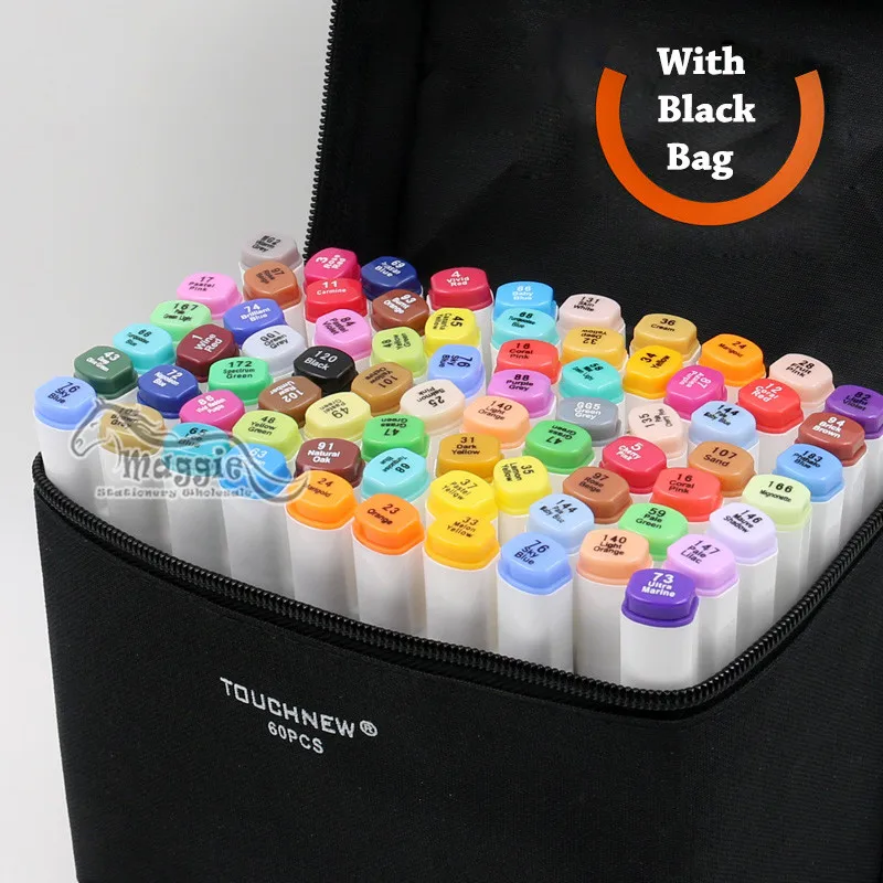 

168 Colors/Set Touchnew Graphic Design Art Markers Marker Alcohol Based Double-end Permanent Marker Pen with Pen Case