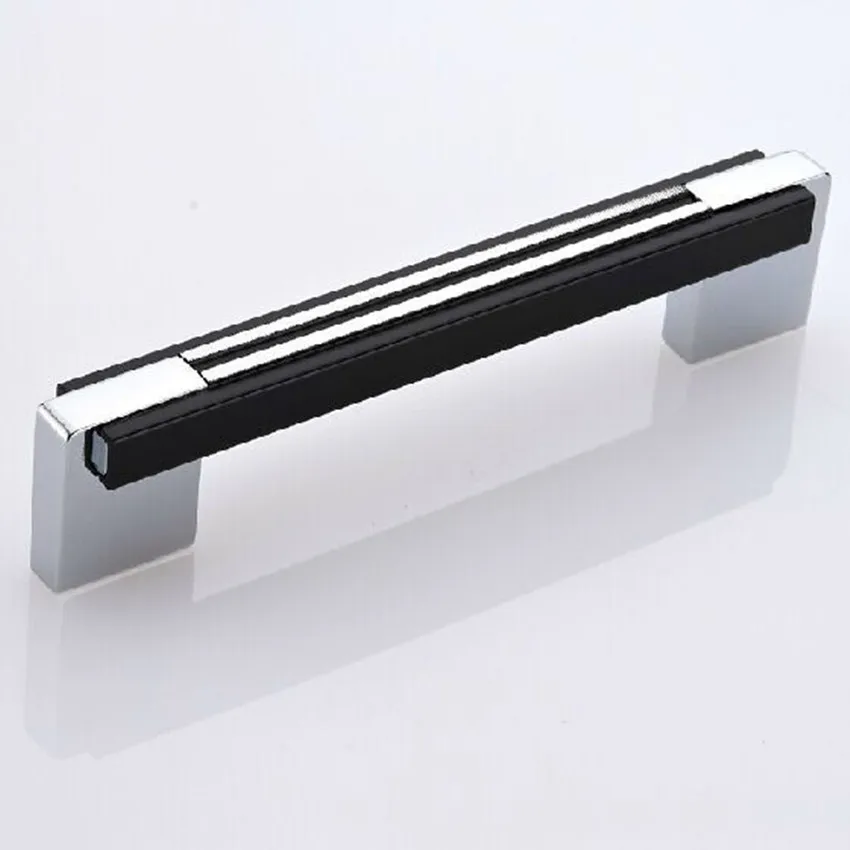 Shiny Silver Kitchen Cabinet Chrome Dresser Cupboard Pull Black