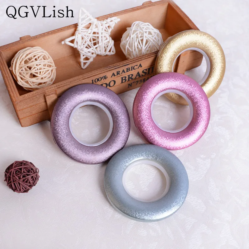 

QGVLish 50Pcs Plastic Curtain Rod Tie Rings Roman Circle Curtain Accessories Punch Circle Nano Mute Eyelets For Drapery Buckle