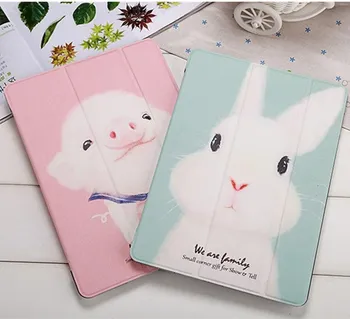 

Lovely Pig rabbit Case For iPad Air 2 Air 1 Case 2018 9.7 2017 Funda Pu Leather Smart Cover for iPad 2 3 4 mini 1 2 3 4 5 Case