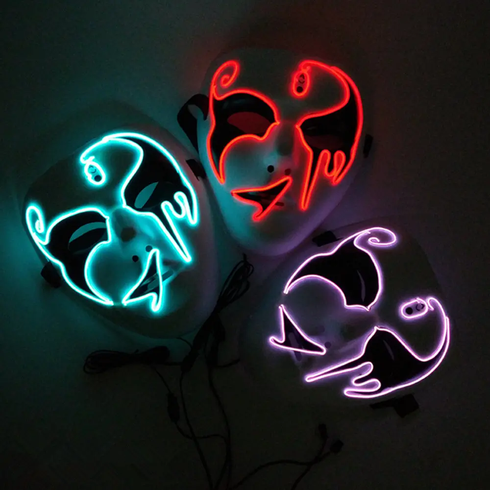 New Night EL Toy Glow Mask Birthday Party Christmas Funny Party Carnival Fluorescent Mask Party