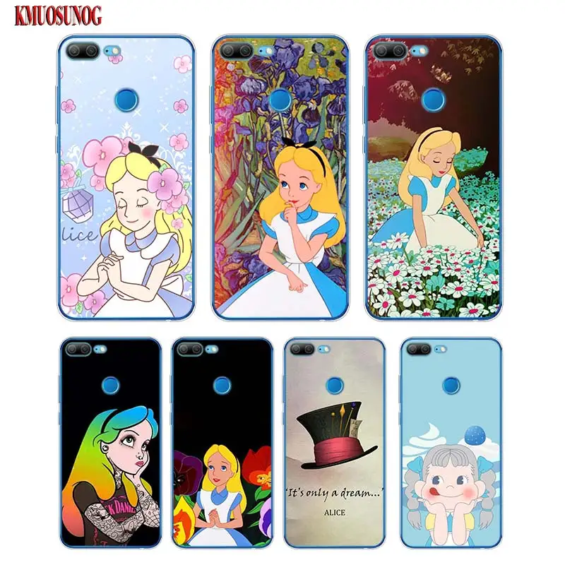 

Transparent Silicone Phone Case Alice in Wonderland punk for Huawei Honor 7A 7C 8 8X 9 9N 10 V20 V9 Play 8A Pro Lite Cover