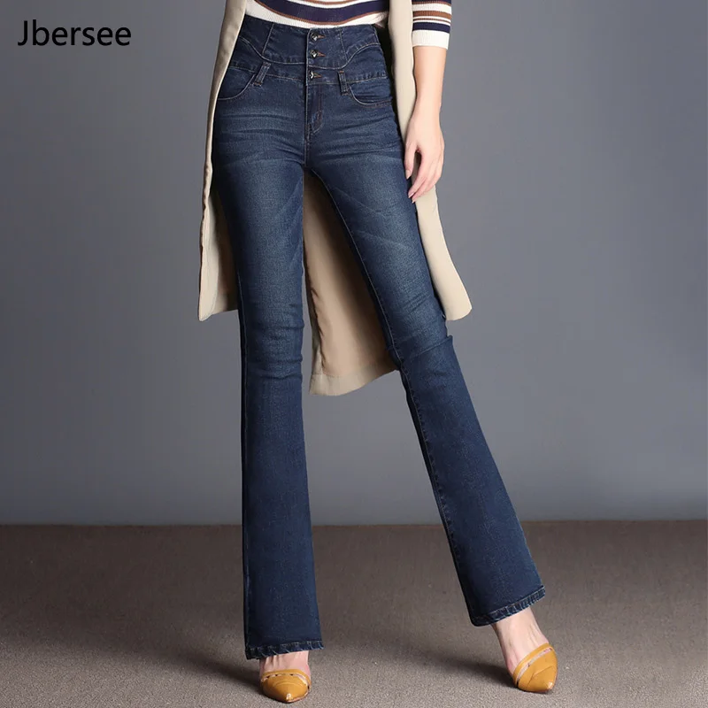 Spring Autumn High Waist Jeans Women's New Casual Denim Flare Pants ...