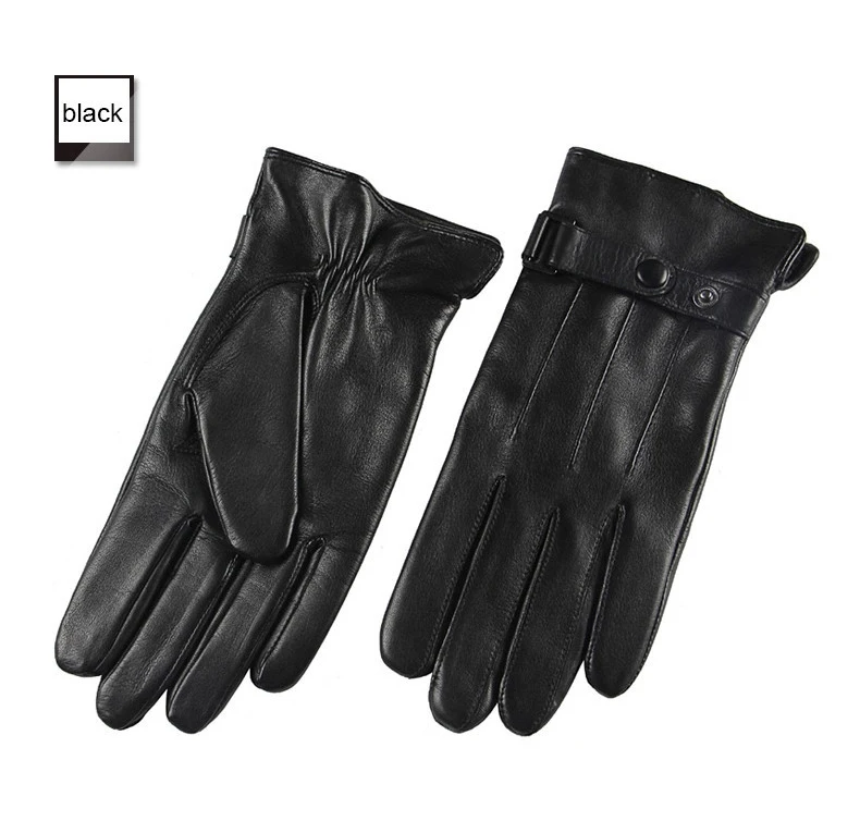 Модные фирменные дизайнерские мужские кожаные перчатки, утолщенные теплые бархатные перчатки из натуральной козьей кожи, мужские зимние наручные перчатки M021PC