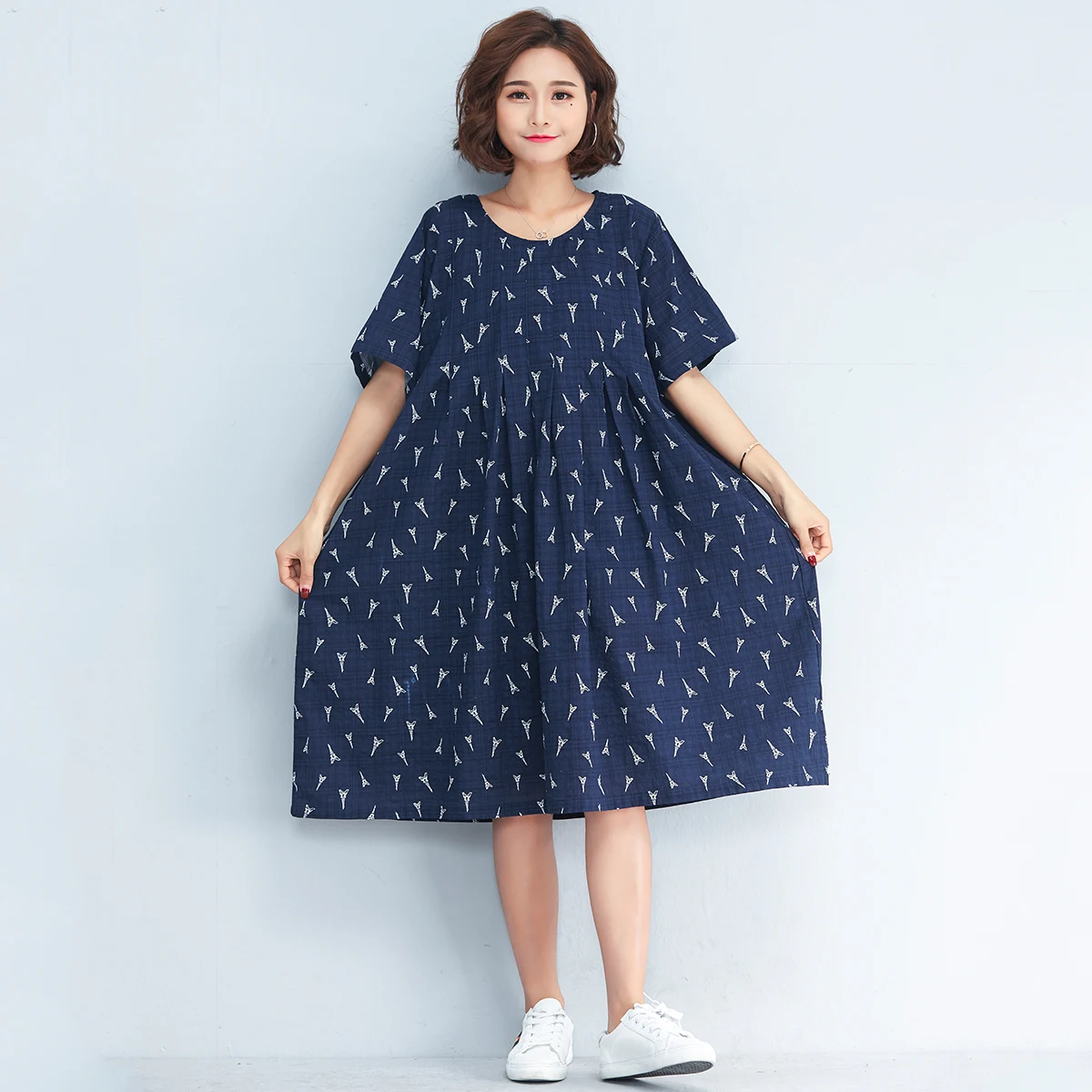 Tafforda Retro Summer Long Dress Large Size Loose Printing Thin Dress