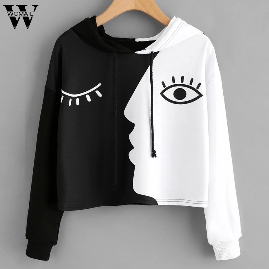Womail Hoody Sweatshirt Regular Black and White Hoodies Women Christmas Hoodies Sweatshirts