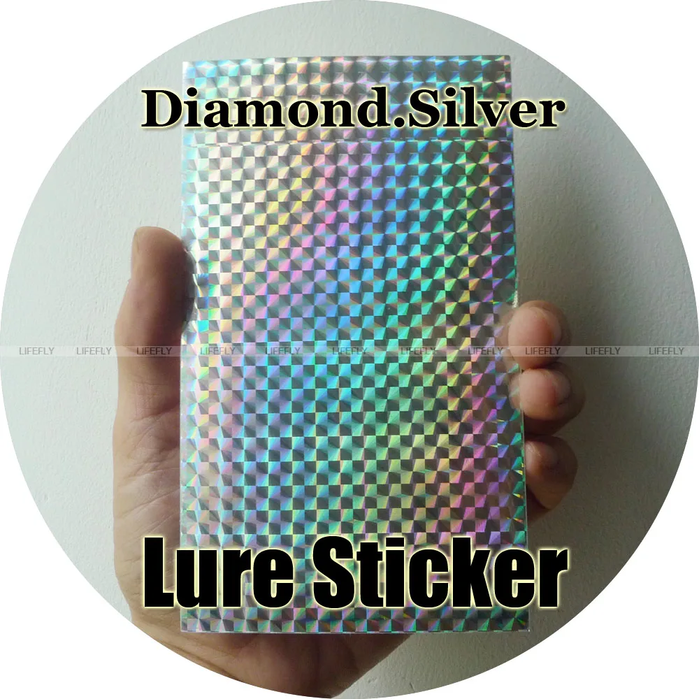 20pcs Jig and Lure Sticker Diamond Silver Color 15cm x 9cm Holographic