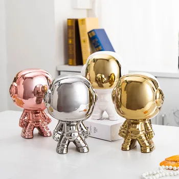 

Nordic cute space boy plating astronauts ceramic ornaments flowers /plants vases Figurine Home Decor Accessories