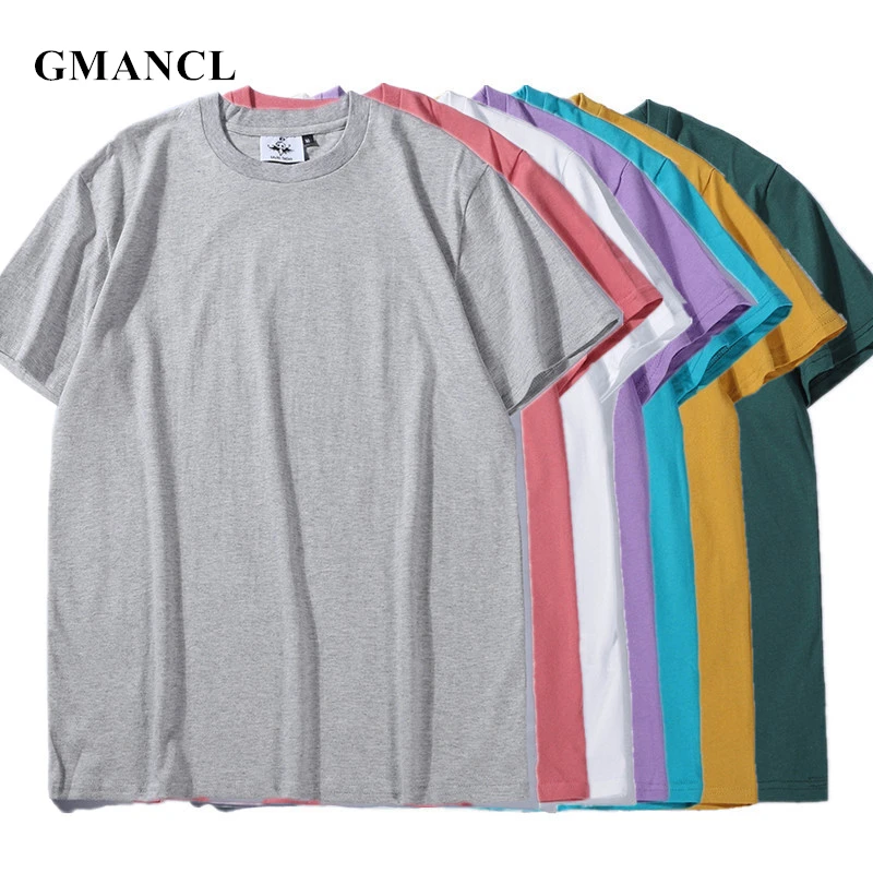 

New Kanye classic style Solid color summer 100% Cotton Men Short sleeve T Shirts Loose Hip hop Streetwear Casual T-shirt Tee