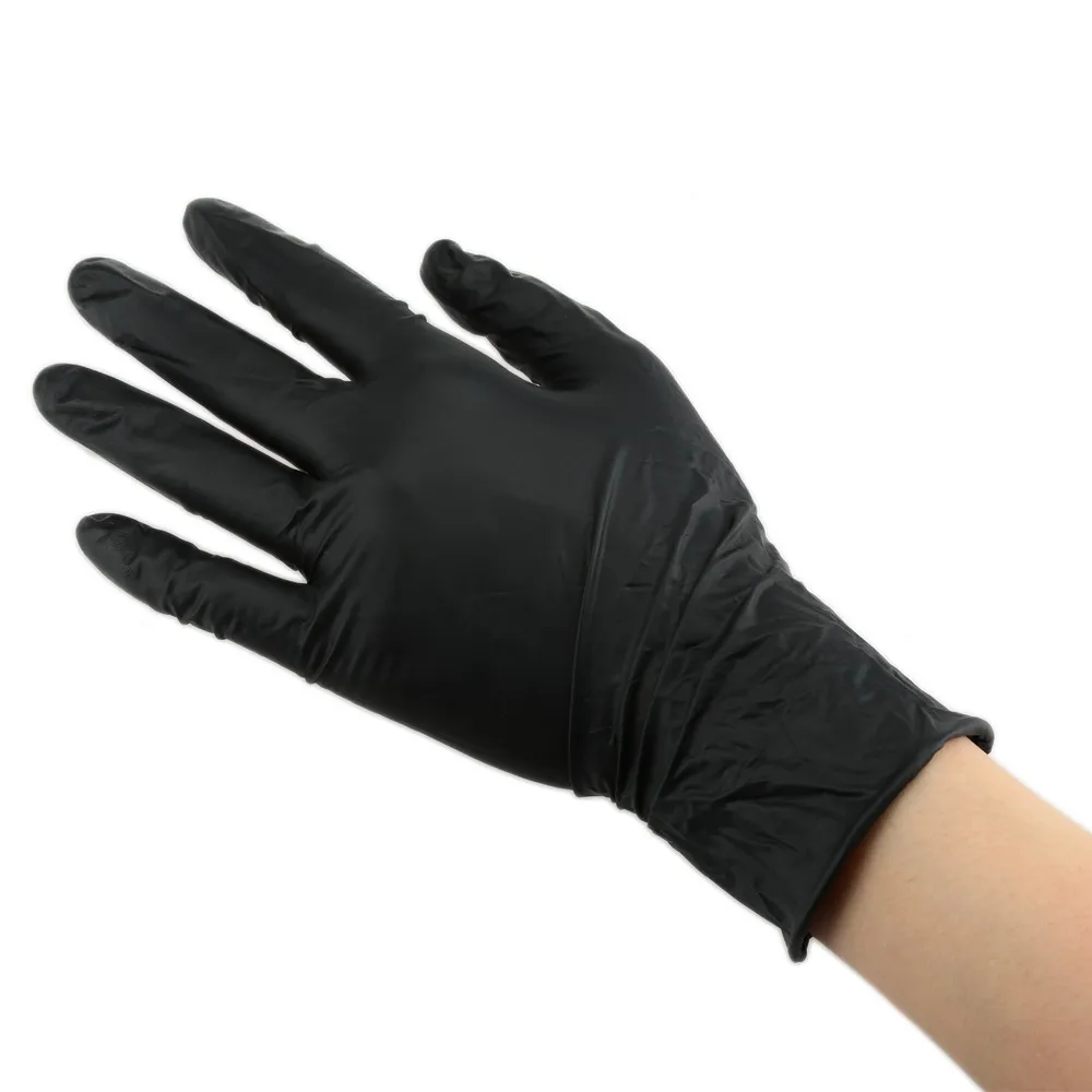 Тату-перчатки черные 100 шт Мягкие нитриловые большие боди арт черные одноразовые тату-перчатки Доступные аксессуары