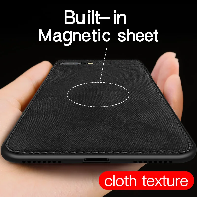 

IIOZO Magnetic Cloth Case For iPhone 7 8 Plus 6 6s XS Max XR X Ultra-thin Fabric Cloth Texture Soft Silicone Phone Cases Cover