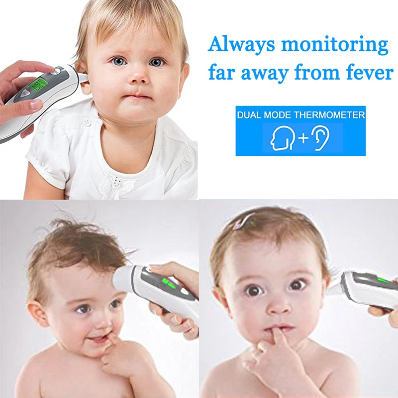 

Dual Mode 2 in 1 Digital Forehead & Ear Thermometer Celsius & Fahrenheit Display 1 Second Fast Infrared Measure FDA Approved