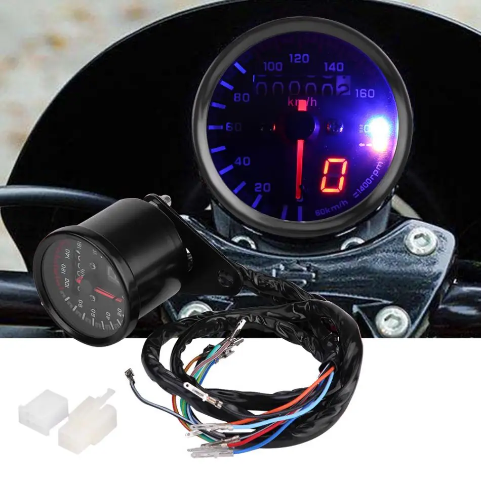 Универсальный хромированный цифровой одометр для мотоцикла, спидометр, тахометр, светодиодный индикатор для современных мотоциклов