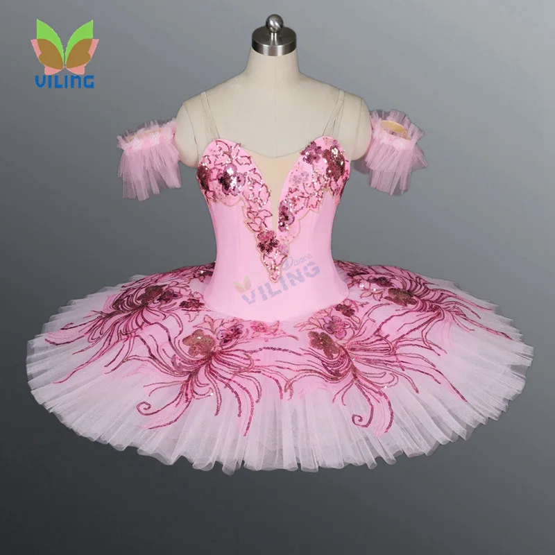 Розовый Танцы балетный костюм классическая профессиональная балетная пачка Юбка для девочек Щелкунчик балетное платье