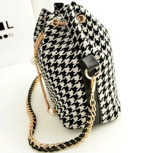 Женская сумка на цепочке модная сумка-мешок холщовая Лоскутная женская сумка на плечо сумка-мессенджер женская сумка-черно-белая сетка