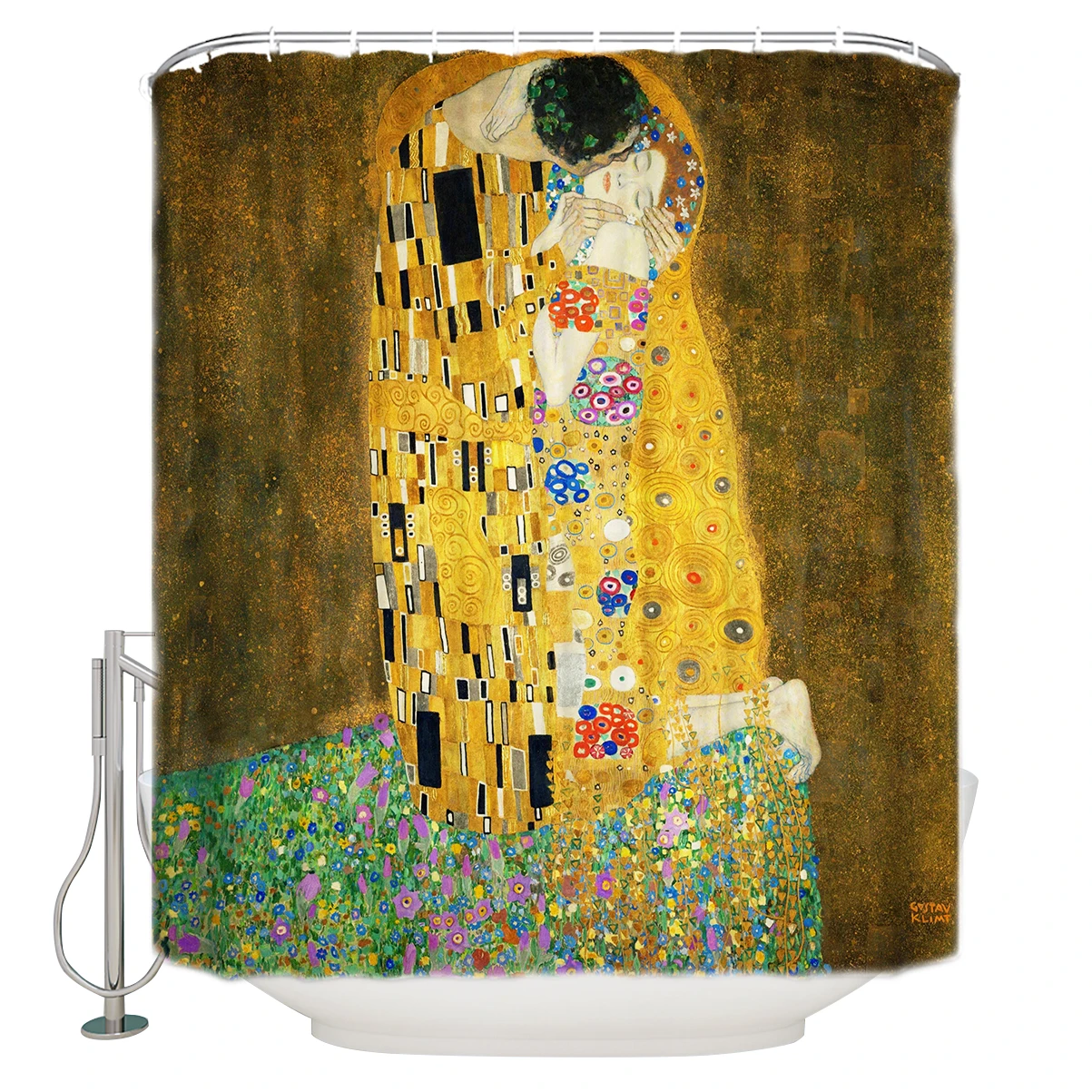 BIGHOUSES занавеска для душа Gustav Klimt The Kiss тканевая занавеска для душа с 12 крючками