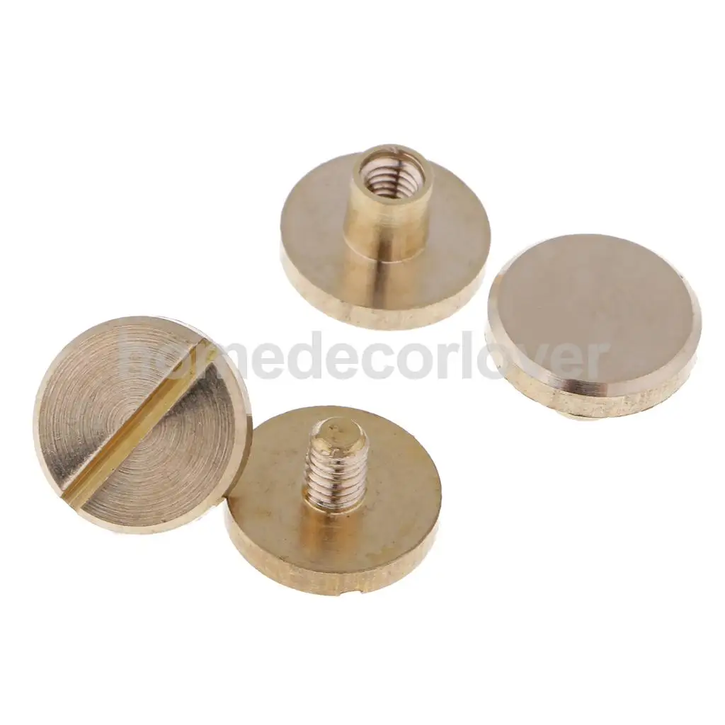 6 Sets Solid Brass Flat Round Head Stud Screwback Leather Craft Chicago Screws
