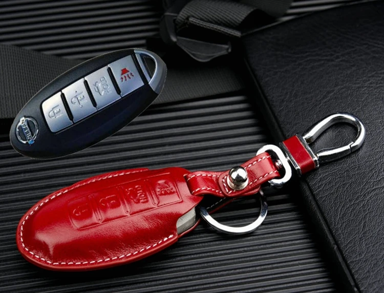 Leather Key fob Cover case for Infiniti G25 G37 JX35 M35 M37 M56 QX80 QX60 Q60 Q70 Keychain Key