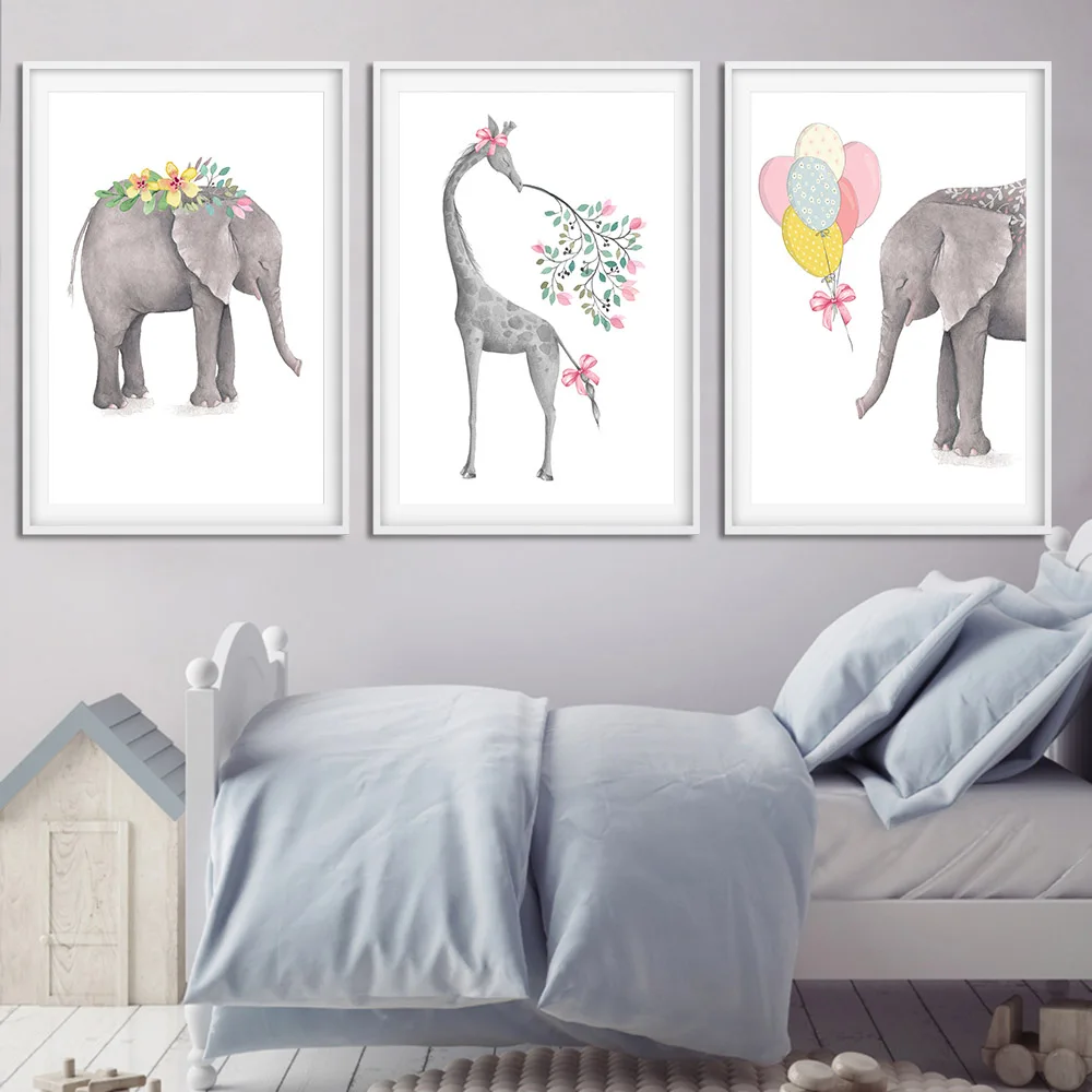 Nordic-Style-Cartoon-Giraffe-Elephant-Animal-Canvas-Poster-Art-Prints-for-Baby-Kids-Nursery-Painting-Wall