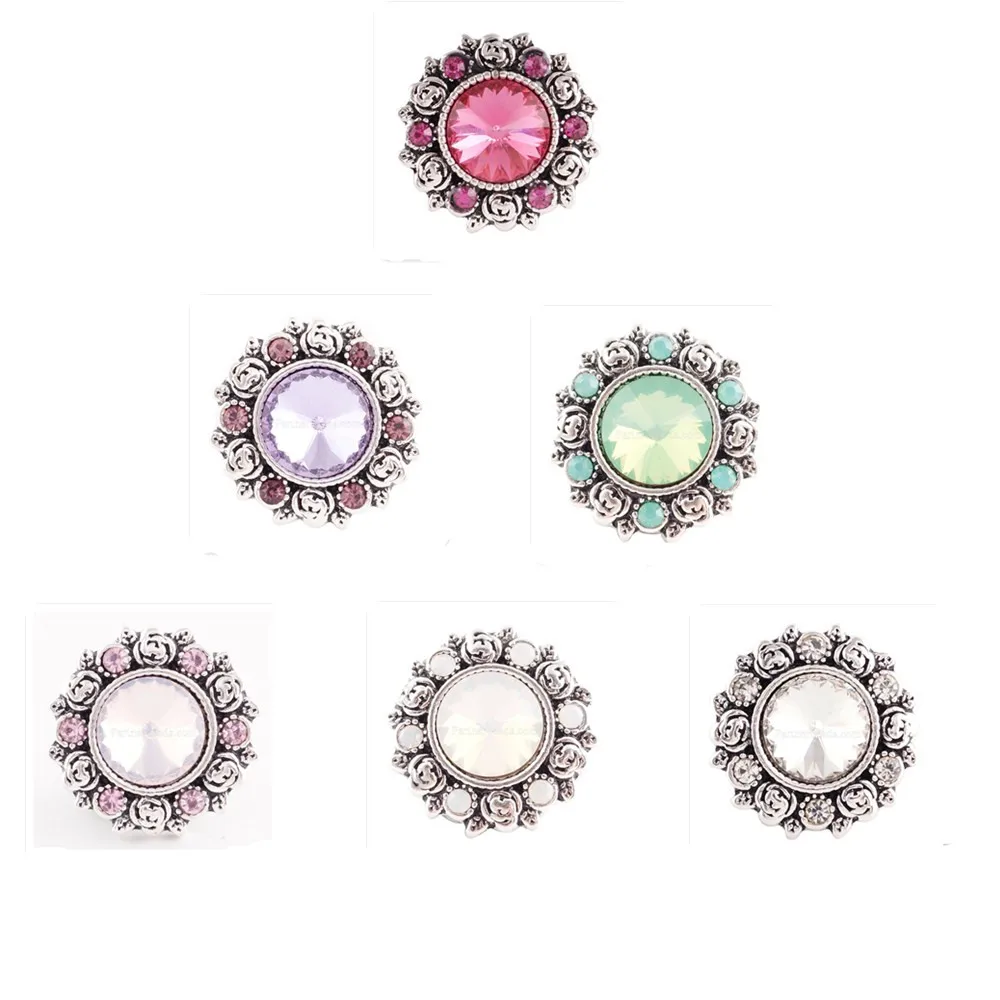 

18-20mm Snap Crystal Button Flower Ginger Snap Jewelry Free Shipping Interchangeable Snap Button Necklaces for girl women KC6069