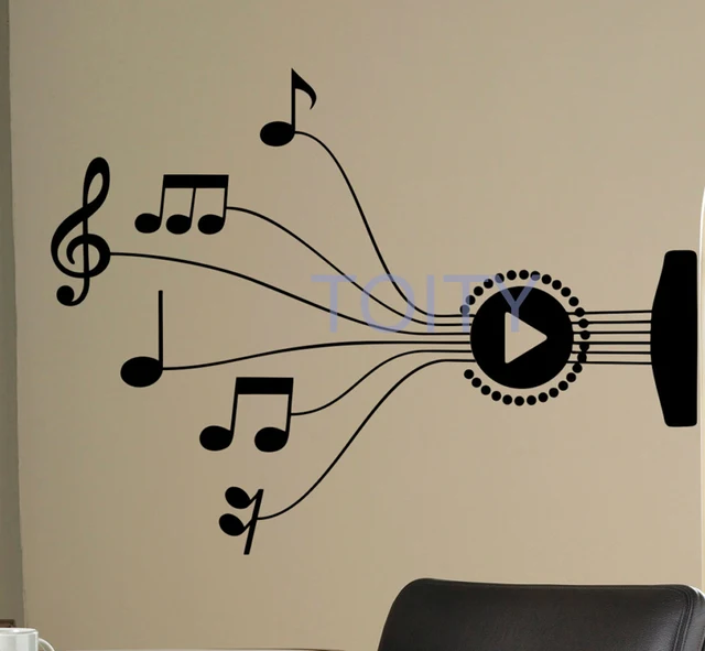 Guitar Strings Wall Sticker Music Notes Vinyl Decal Art Decor Guitar Strings Wall Sticker Music Notes Vinyl Decal Art Decor Mural H57cm X W78cm
