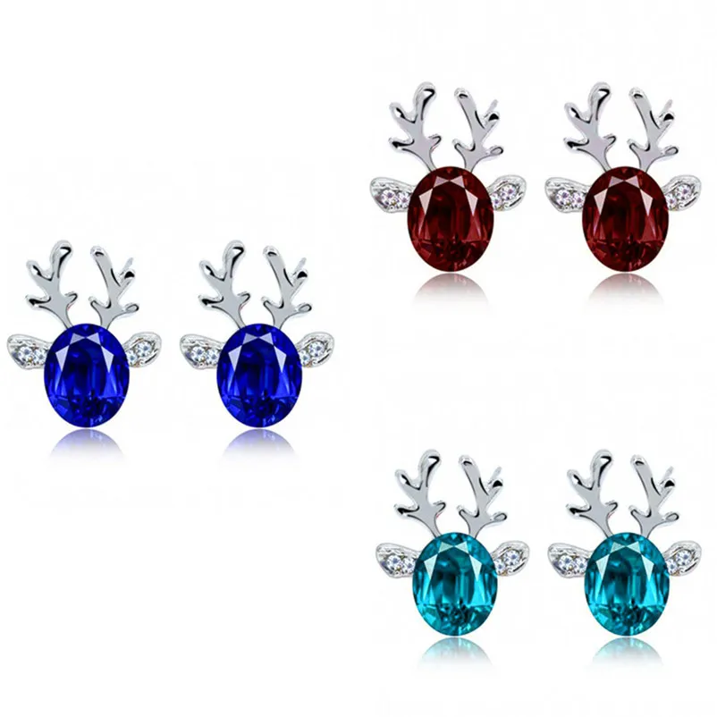 2018 Fashion earrings for women Crystal Earrings Luxury Three-dimensional Christmas Reindeer Antlers Brincos Bijoux Femme J06#N (1)