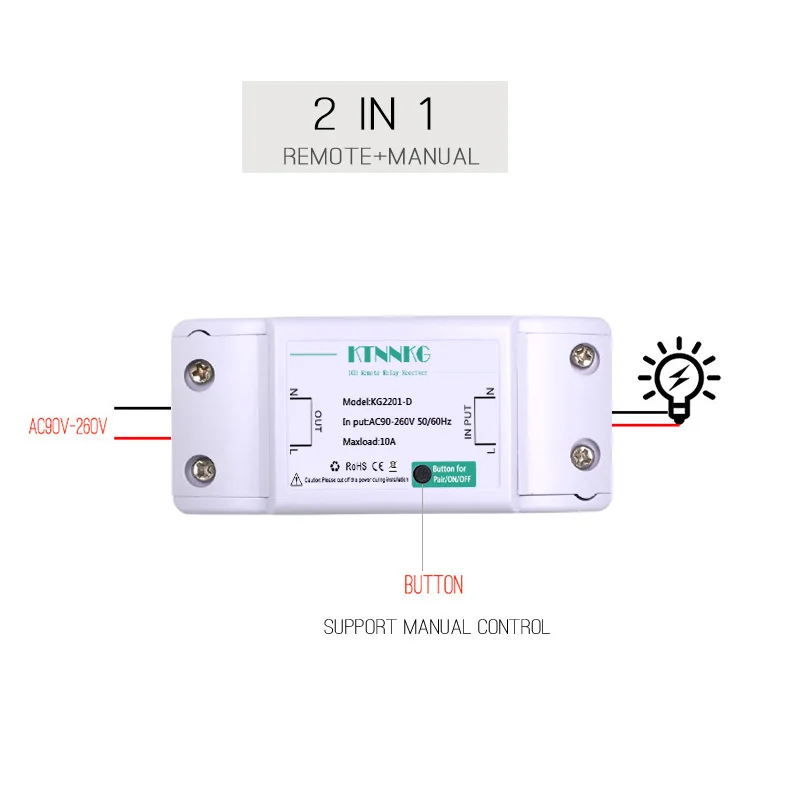 AC 220 В, умный пульт дистанционного управления, 1 комплект, релейный модуль, светодиодный контроллер, настенная панель, радиочастотная цепь, гаджеты, 1 кнопка, комплект, KTNNKG