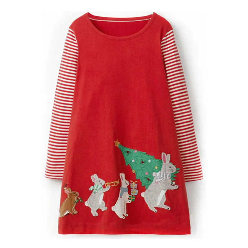 Рождественское платье для девочек весенне-осеннее платье с длинными рукавами и рисунком для маленьких девочек, хлопковое платье с принтом оленя для девочек