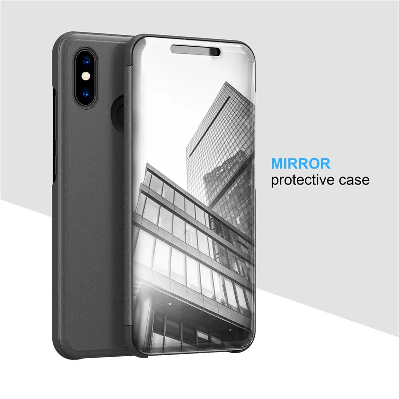 Mirror Clear View Flip Stand Case For Xiaomi 8 SE 6 6X 5X 5C 360 Cover Note 3 Mix 2 Max A1 F1 | Мобильные телефоны и