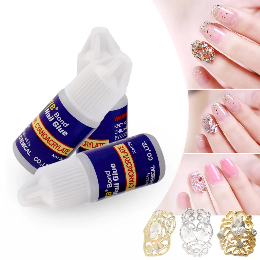 3pcs/set Professional Nail Art Glue Nails Decoration Beauty Nail
